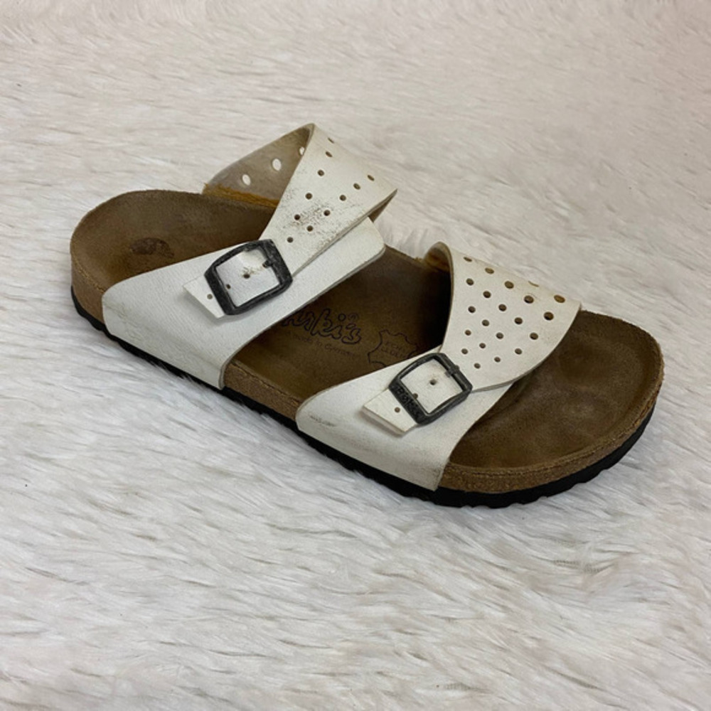 Birkenstock Birki's White Perforated Buckle Strap Sandals Size 240 US 6-6.5